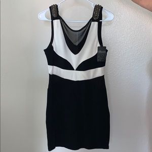 Black and white mini evening dress